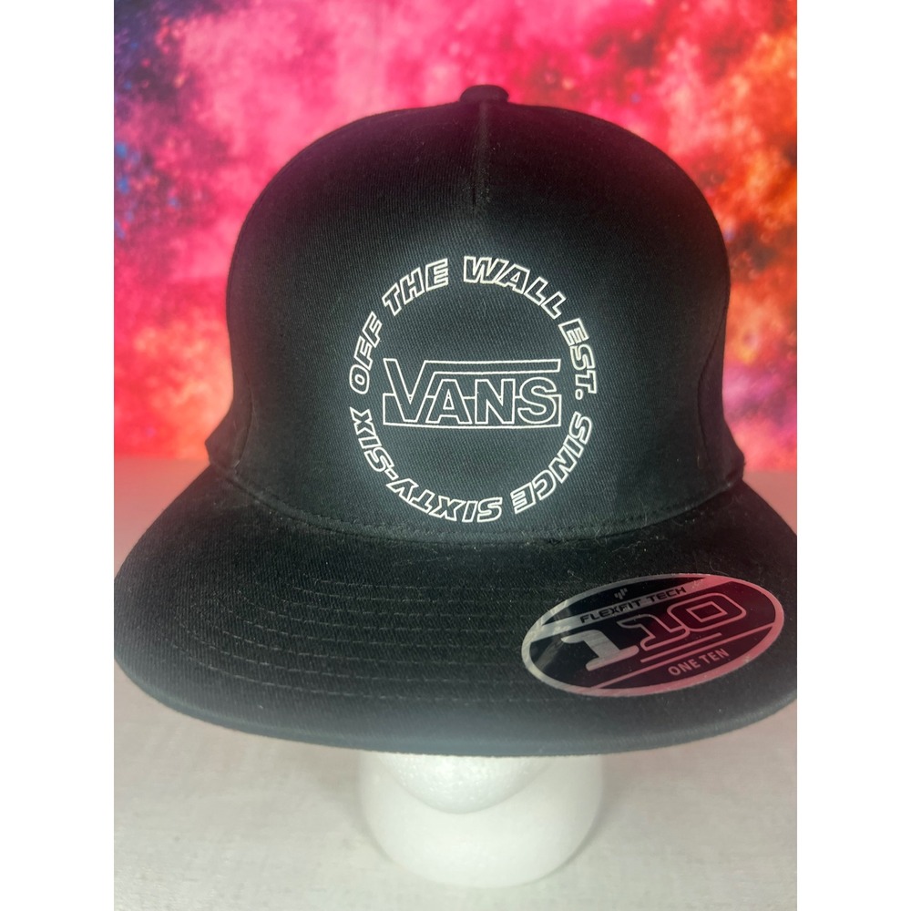 Vans Off The Wall Est Since Sixty Six Black Snapback Hat Flexfit Tech 110 Cap